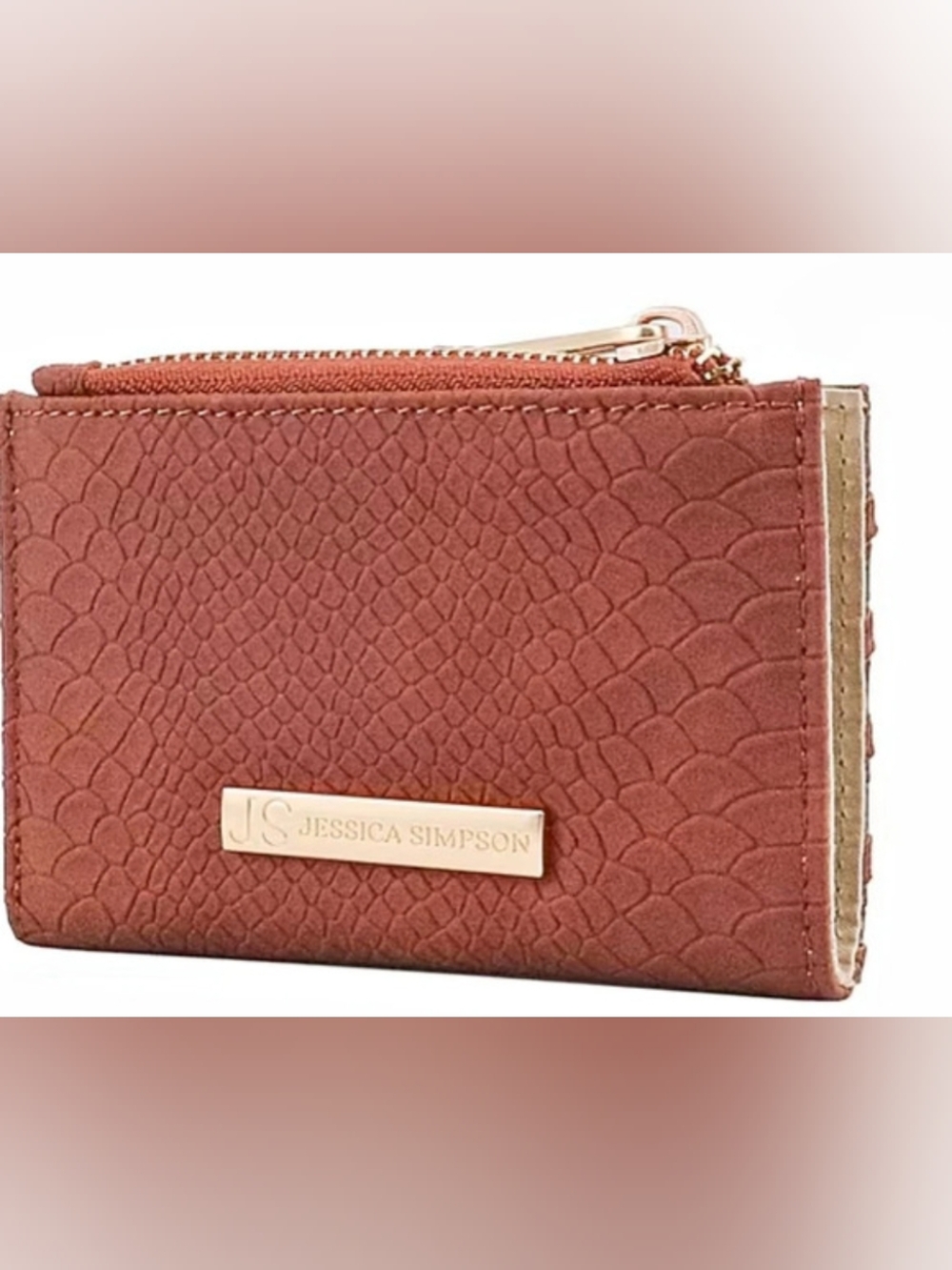 Jessica Simpson Textured Zip Wallet in Brown